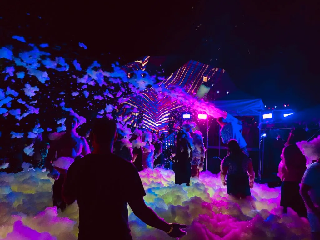 uv glow foam party at backyard bash